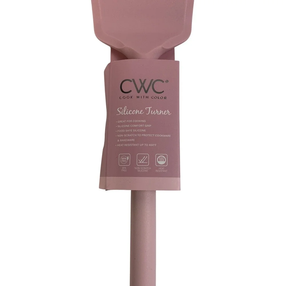 CWC Cook With Color Pink Silicone Turner & Spatula Set BPA Free‎ 450F